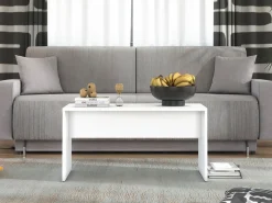 Tavolino da Salotto Bianco con Piedini un Vano 90x49.5x45.5h cm, Forma Rettangolare - Formia