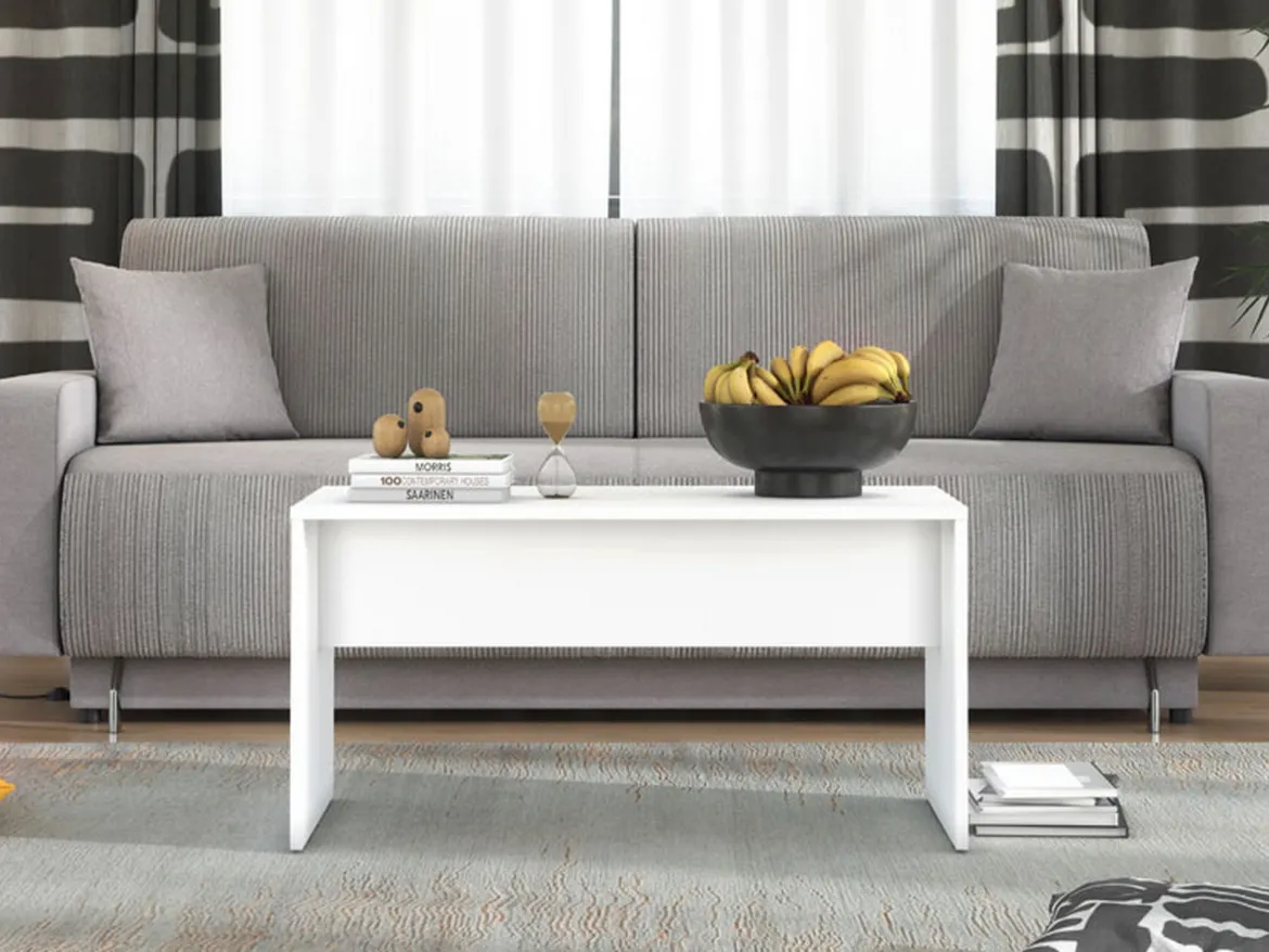 Tavolino da Salotto Bianco con Ruote 2 Vani 30x40x50h cm, Forma Rettangolare - Monticano