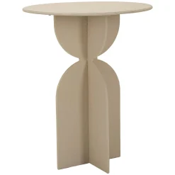 Tavolino da Salotto Bianco Crema Forma Rotondo Colore Ripiano Bianco 46x54x46h cm, Sfumatura Colore Struttura Crema - Inle