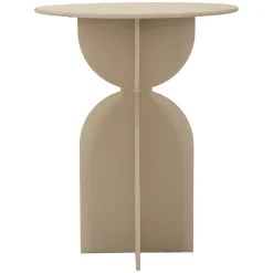 Tavolino da Salotto Bianco Crema Forma Rotondo Colore Ripiano Bianco 45x45x58h cm, Sfumatura Colore Struttura Crema - Fanotalo