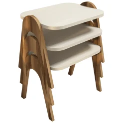 Tavolino da Salotto Bianco Crema Nero Adatto per Indoor/outdoor Effetto Pietra Forma Nuvola 62x48x100h cm, Colore Ripiano Bianco - Sefrou