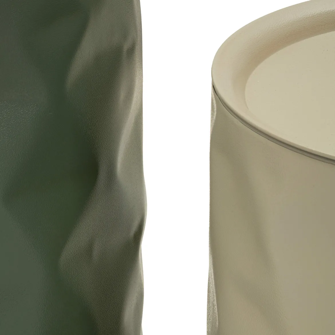 Tavolino da Salotto Bianco Crema Verde set da 2 Forma Rotondo 44x52x44h cm, Colore Ripiano Bianco - Ganomo