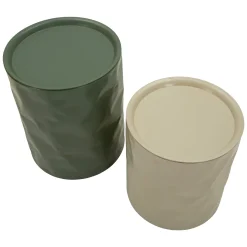 Tavolino da Salotto Bianco Crema Verde set da 2 Forma Rotondo 44x52x44h cm, Colore Ripiano Bianco - Ganomo