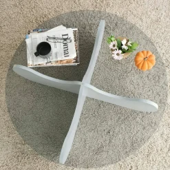 Tavolino da Salotto Bianco Effetto Fume Forma Rotonda 90x90x30h cm, Materiale Piano in Vetro - Willow