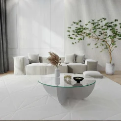 Tavolino da Salotto Bianco Forma Rettangolare Materiale Piano in Legno Nobilitato 119x60x40h cm, Colore Ripiano Bianco - Turate