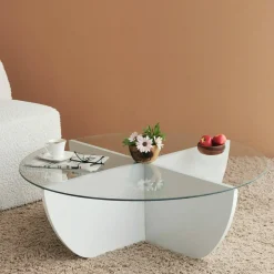 Tavolino da Salotto Bianco Forma Rettangolare Materiale Piano in Legno Nobilitato 119x60x40h cm, Colore Ripiano Bianco - Turate