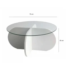 Tavolino da Salotto Bianco Forma Rotondo Colore Ripiano Bianco 47x59x47h cm, Materiale Piano in Metallo - Fanamaba