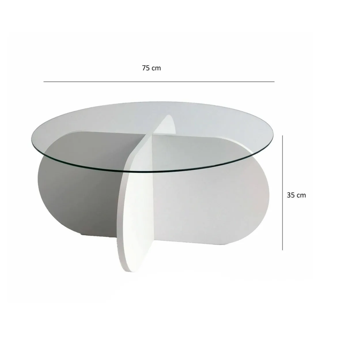 Tavolino da Salotto Bianco Forma Rotondo Colore Ripiano Bianco 47x59x47h cm, Materiale Piano in Metallo - Fanamaba