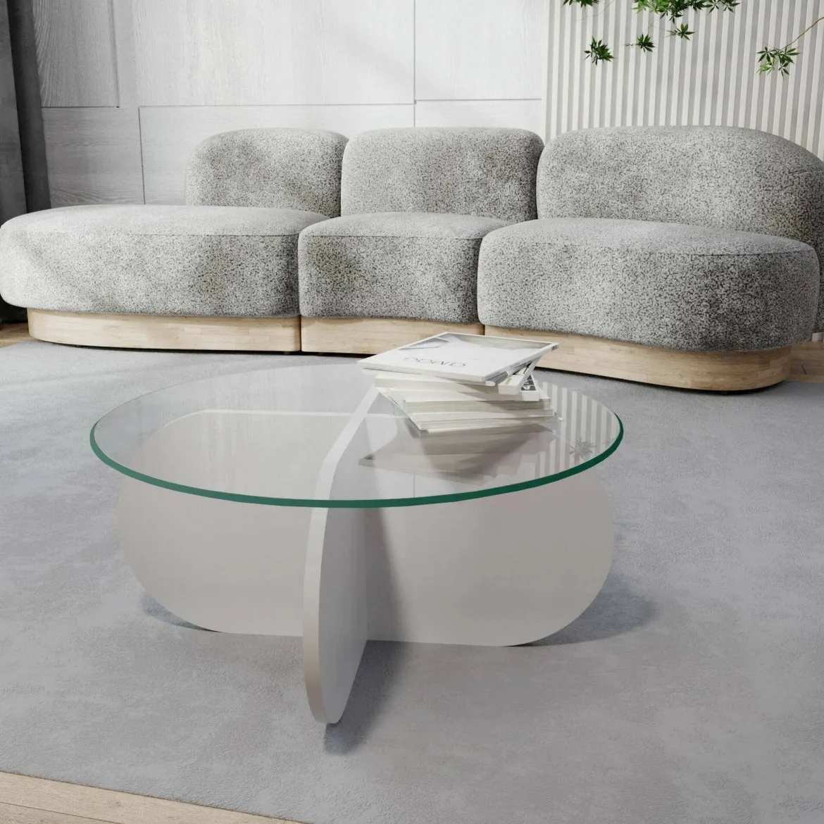 Tavolino da Salotto Bianco Forma Rotondo Colore Ripiano Bianco 47x59x47h cm, Materiale Piano in Metallo - Fanamaba