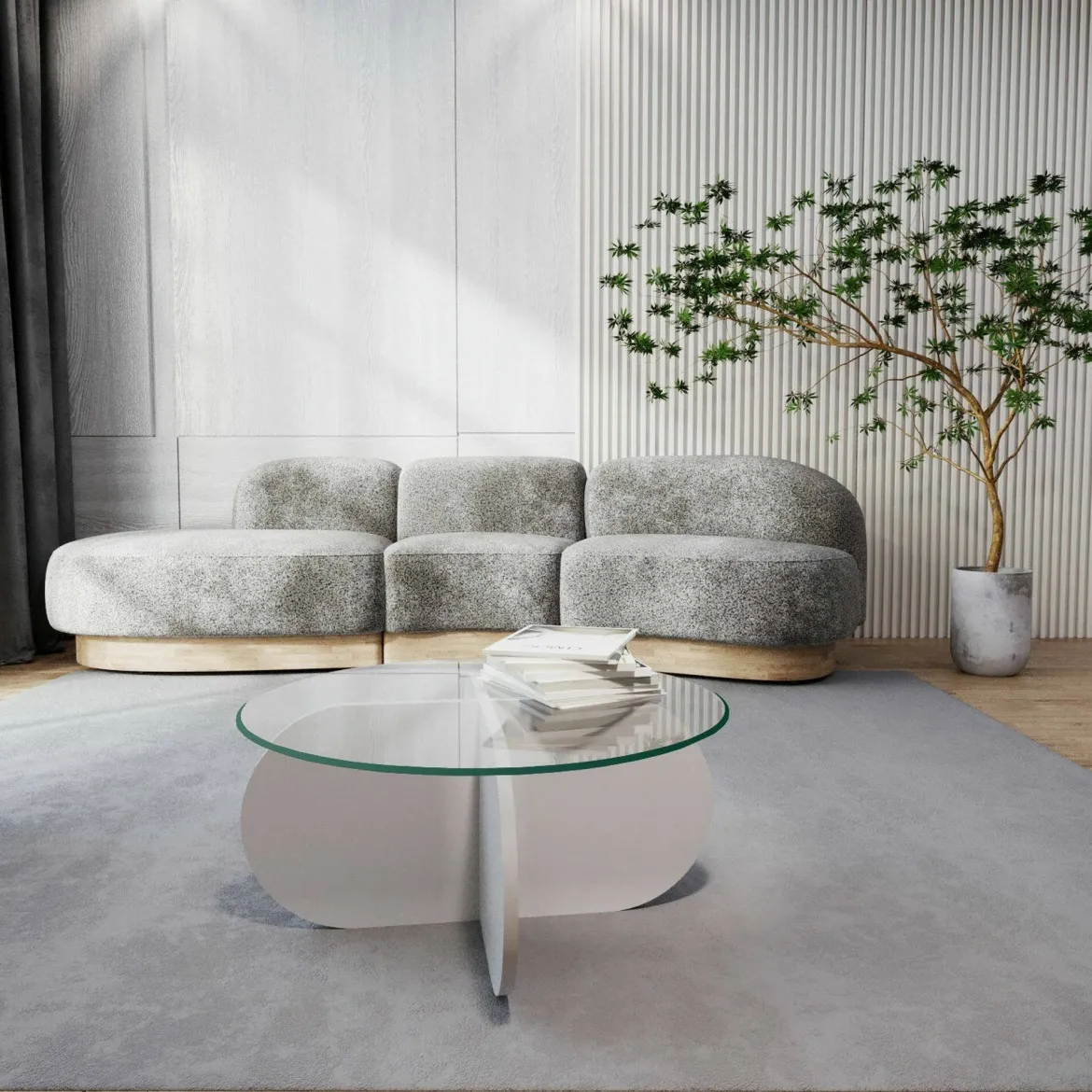 Tavolino da Salotto Bianco Forma Rotondo Colore Ripiano Bianco 47x59x47h cm, Materiale Piano in Metallo - Fanamaba