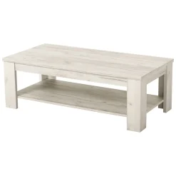 Tavolino da Salotto Bianco Larice un Vano Forma Rettangolare 120x60x41.5h cm, Sfumatura Colore Ripiano Larice - Front