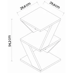 Tavolino da Salotto Bianco Marmo 2 Vani Forma Quadrato 30x30x54h cm, Sfumatura Colore Ripiano Marmo - Dovera