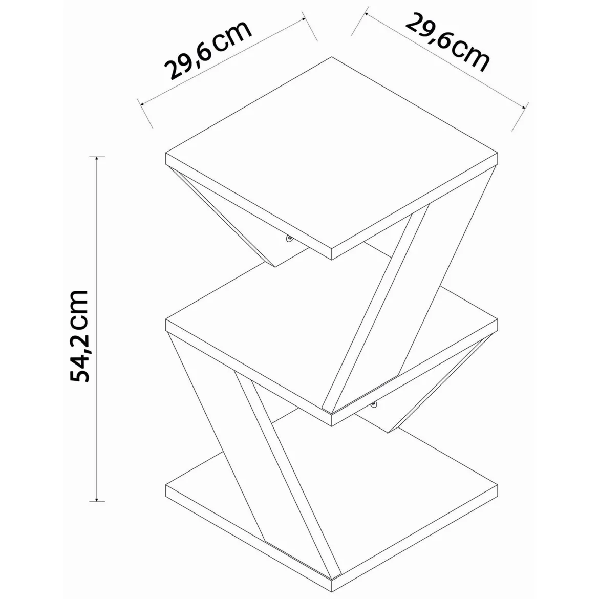 Tavolino da Salotto Bianco Marmo 2 Vani Forma Quadrato 30x30x54h cm, Sfumatura Colore Ripiano Marmo - Dovera