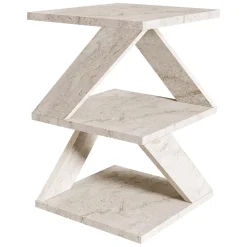 Tavolino da Salotto Bianco Marmo 2 Vani Forma Quadrato 30x30x54h cm, Sfumatura Colore Ripiano Marmo - Dovera
