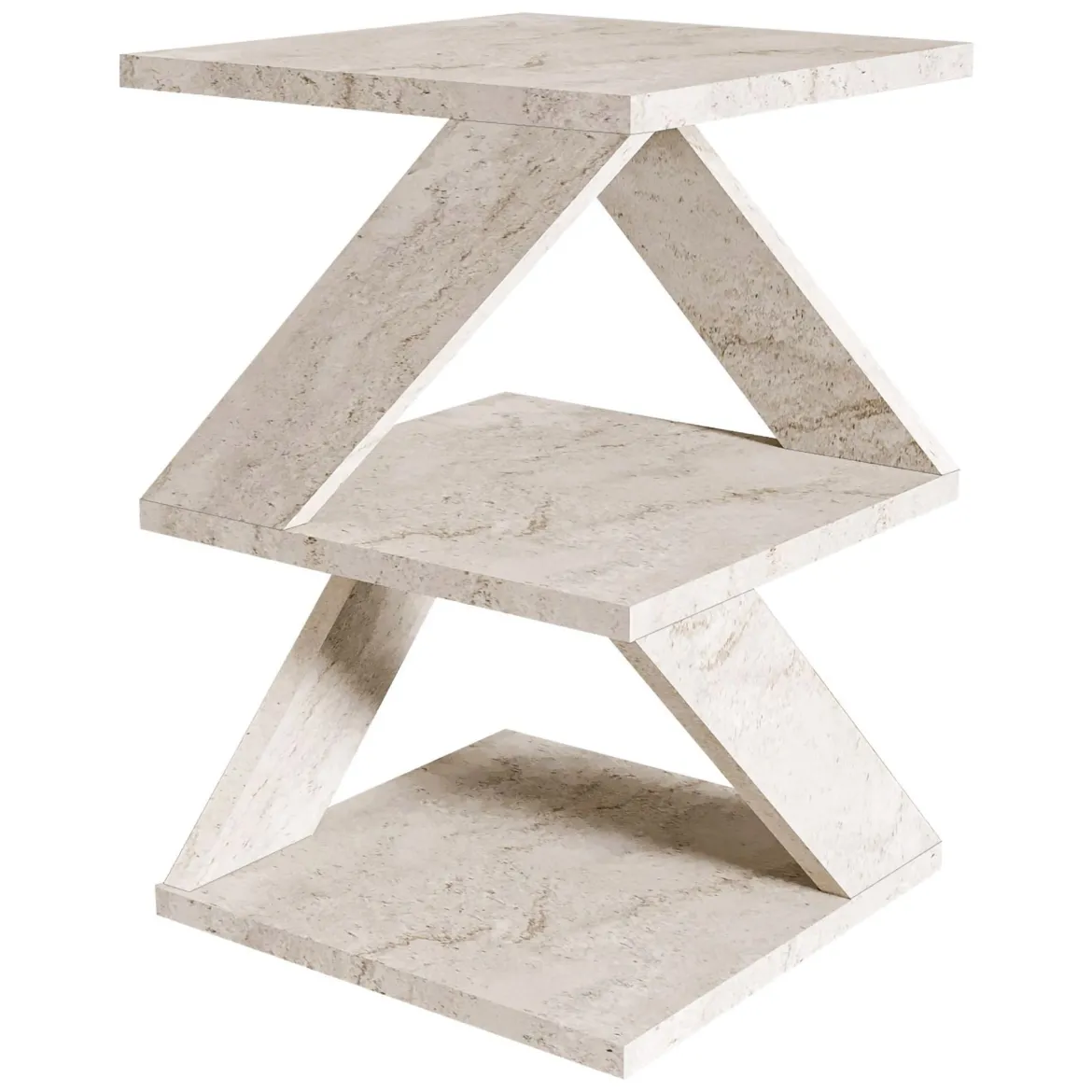Tavolino da Salotto Bianco Marmo 2 Vani Forma Quadrato 30x30x54h cm, Sfumatura Colore Ripiano Marmo - Dovera