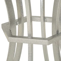 Tavolino da Salotto Bianco Marmo Argento Ripiano Effetto Marmo Forma Rotondo 56x56x68h cm, Colore Ripiano Bianco - Faka