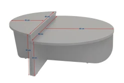 Tavolino da Salotto Bianco Marmo Forma Rotondo Materiale Piano in Legno Nobilitato 90x90x40h cm, Colore Ripiano Bianco - Simbario