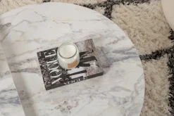 Tavolino da Salotto Bianco Marmo Forma Rotondo Materiale Piano in Legno Nobilitato 90x90x40h cm, Colore Ripiano Bianco - Simbario
