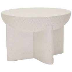 Tavolino da Salotto Bianco Marmo Nero Adatto per Indoor/outdoor Forma Rotondo 71x50x71h cm, Colore Ripiano Bianco - Cromwe
