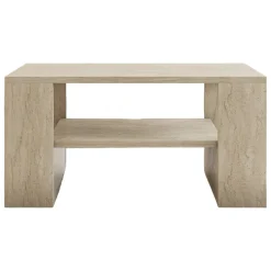 Tavolino da Salotto Bianco Marmo Nero un Vano Forma Rettangolare 80x50x40h cm, Colore Ripiano Bianco - Limosano