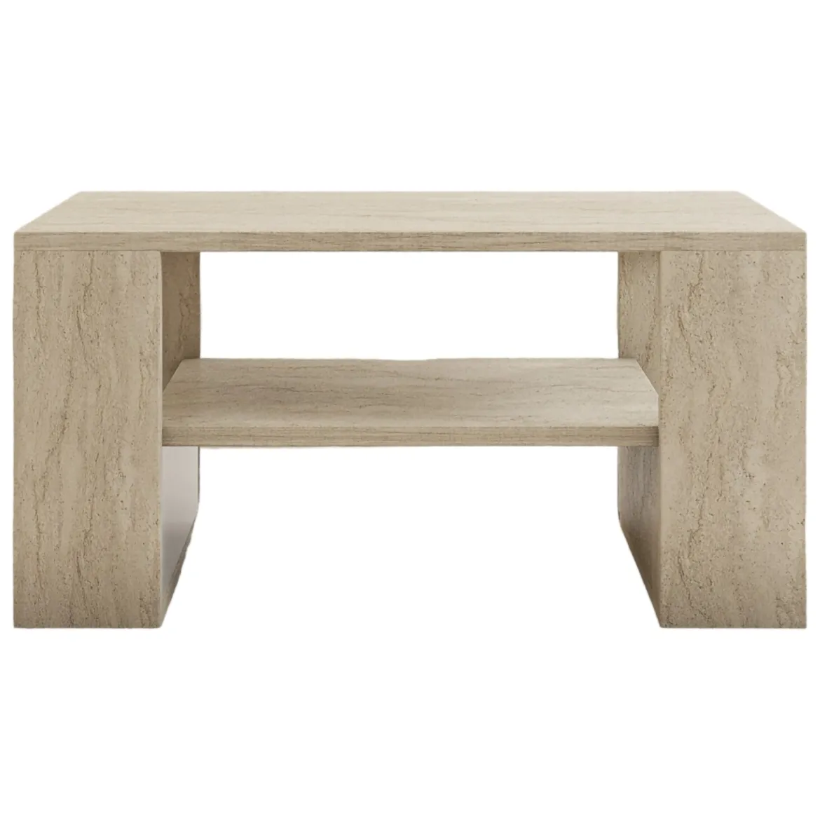 Tavolino da Salotto Bianco Marmo Nero un Vano Forma Rettangolare 80x50x40h cm, Colore Ripiano Bianco - Limosano