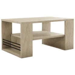Tavolino da Salotto Bianco Marmo Nero un Vano Forma Rettangolare 80x50x40h cm, Colore Ripiano Bianco - Limosano