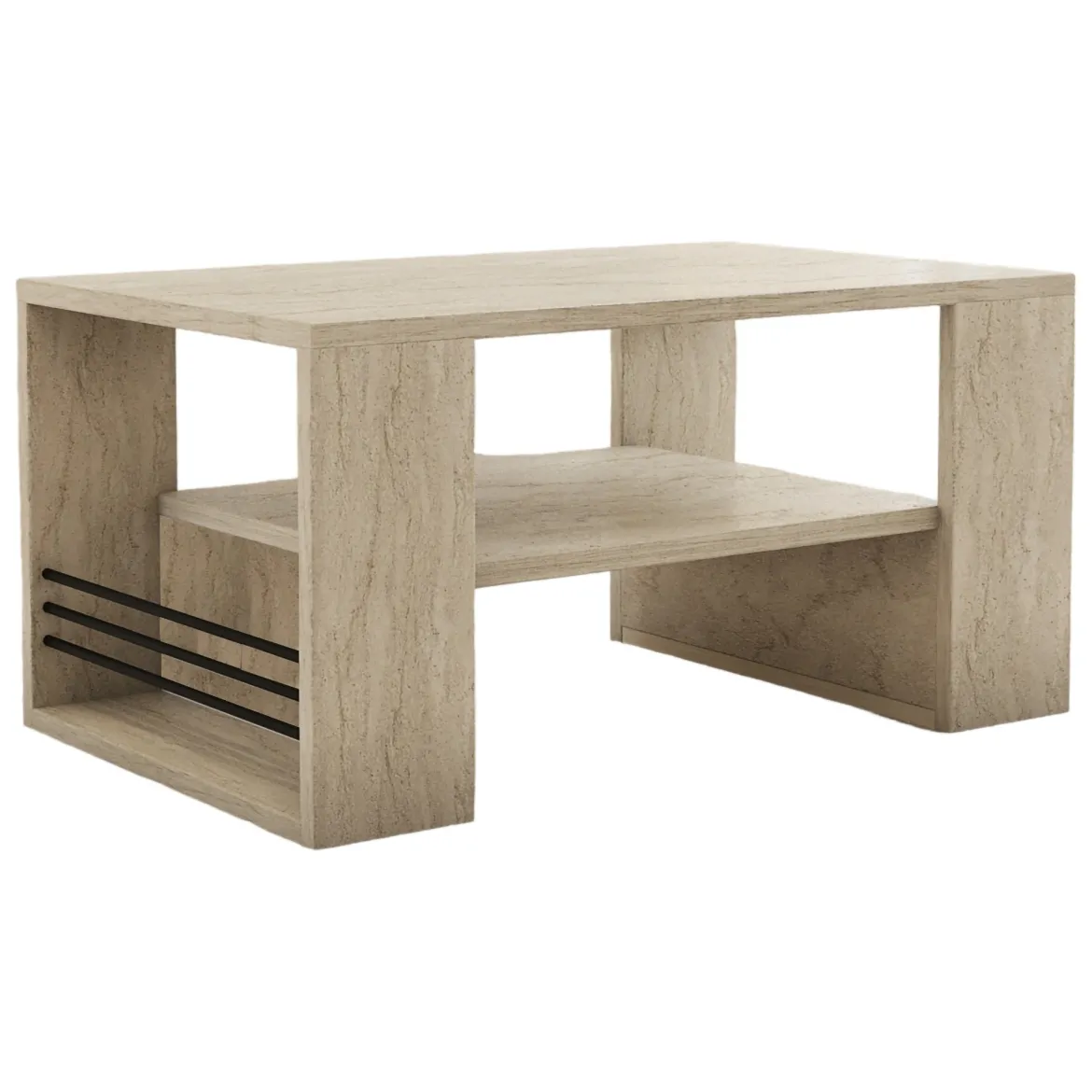 Tavolino da Salotto Bianco Marmo Nero un Vano Forma Rettangolare 80x50x40h cm, Colore Ripiano Bianco - Limosano