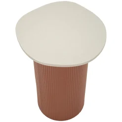 Tavolino da Salotto Bianco Marmo Rosso Forma Squadrata Colore Ripiano Bianco 35x37x53h cm, Materiale Struttura in Metallo - Misfat