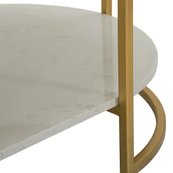 Tavolino da Salotto Bianco Marmo oro Forma Rettangolare Colore Ripiano Bianco 90x90x50h cm, Materiale Struttura in Metallo - Fabara