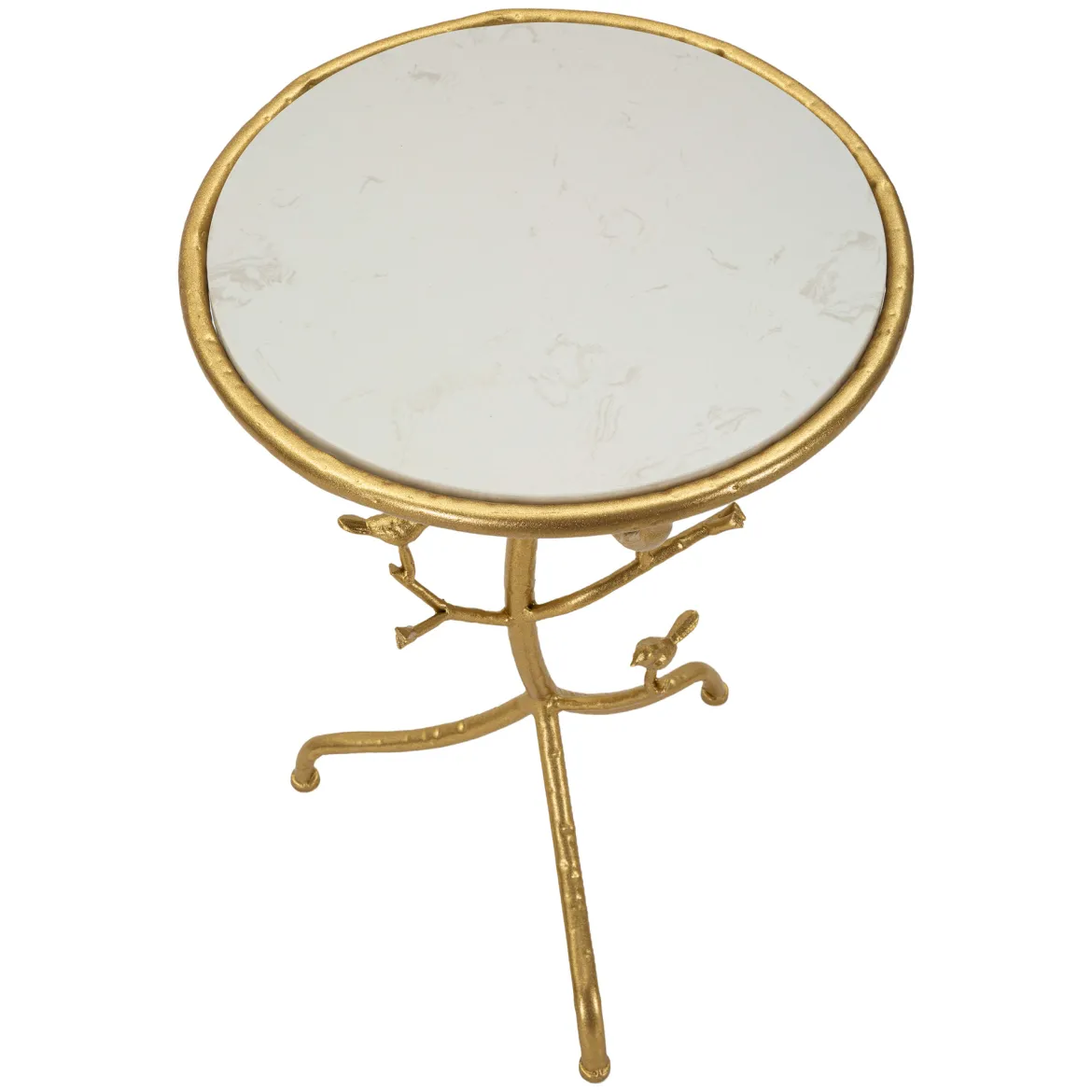 Tavolino da Salotto Bianco Marmo oro Forma Rotondo Colore Ripiano Bianco 38x38x60h cm, Materiale Struttura in Plastica - Fanise