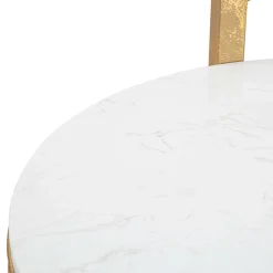 Tavolino da Salotto Bianco Marmo oro Piano Effetto Marmo Forma Quadrato 47x47x60h cm, Colore Ripiano Bianco - Atiu