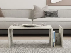 Tavolino da Salotto Bianco Marmo un Vano Forma Rettangolare 87x50x32h cm, Sfumatura Colore Ripiano Marmo - Piuro