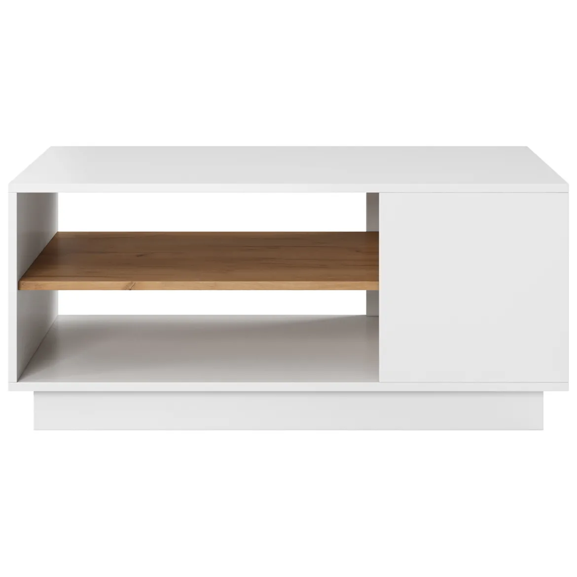 Tavolino da Salotto Bianco Marrone Rovere 2 Vani Forma Rettangolare 100x60x46h cm, Colore Ripiano Bianco - Kari