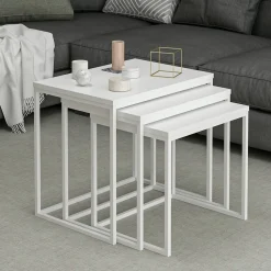 Tavolino da Salotto Bianco Modulabile Forma Rettangolare 55x40x50h cm, Materiale Piano in Legno Nobilitato - Crichi