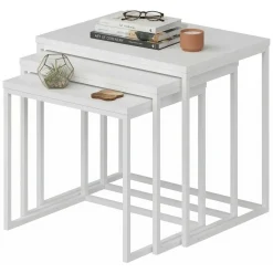 Tavolino da Salotto Bianco Modulabile Forma Rettangolare 55x40x50h cm, Materiale Piano in Legno Nobilitato - Crichi