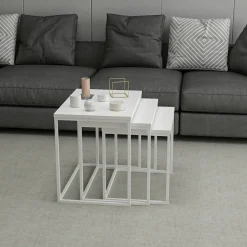 Tavolino da Salotto Bianco Modulabile Forma Rettangolare 80x80x30h cm, Materiale Piano in Vetro - Pagliara