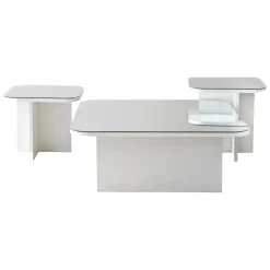 Tavolino da Salotto Bianco Modulabile Forma Rettangolare 80x80x30h cm, Materiale Piano in Vetro - Pagliara