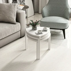 Tavolino da Salotto Bianco Modulabile Forma Triangolare 45x45x45h cm, Materiale Piano in Legno Nobilitato - Carro
