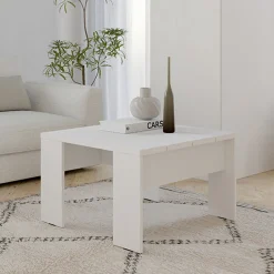Tavolino da Salotto Bianco Opaco Forma Rettangolare Colore Ripiano Bianco 90x50x43h cm, Sfumatura Colore Struttura Opaco - Riposto