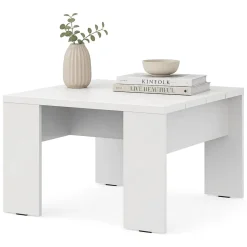Tavolino da Salotto Bianco Opaco Forma Rettangolare Colore Ripiano Bianco 90x50x43h cm, Sfumatura Colore Struttura Opaco - Riposto