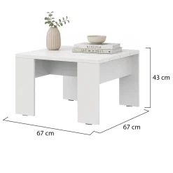 Tavolino da Salotto Bianco Opaco Forma Rettangolare Colore Ripiano Bianco 90x50x43h cm, Sfumatura Colore Struttura Opaco - Riposto