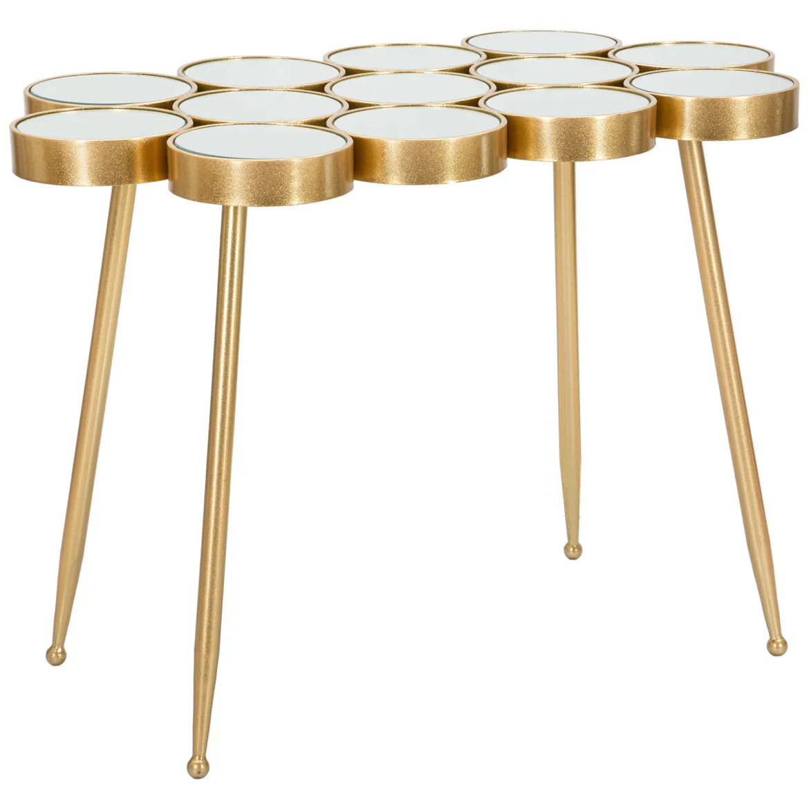 Tavolino da Salotto Bianco oro Forma Rotondo Colore Ripiano Bianco 43x35x43h cm, Materiale Struttura in Plastica - Kep