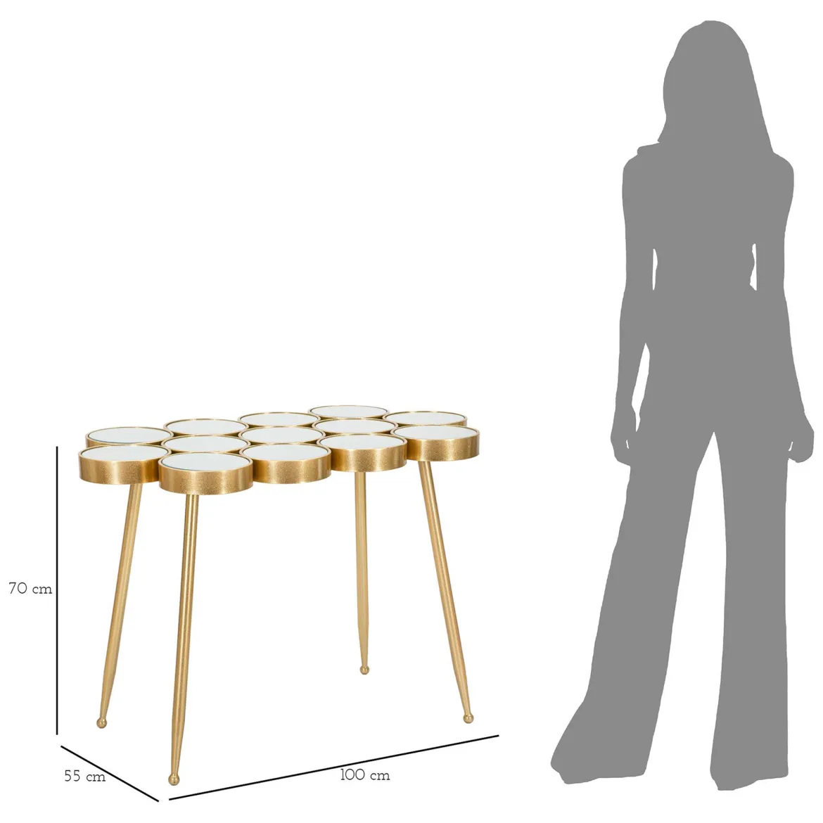 Tavolino da Salotto Bianco oro Forma Rotondo Colore Ripiano Bianco 43x35x43h cm, Materiale Struttura in Plastica - Kep