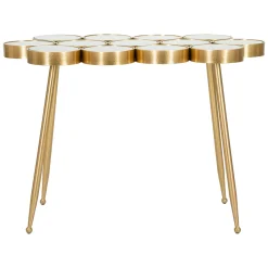 Tavolino da Salotto Bianco oro Forma Rettangolare Colore Ripiano Bianco 100x55x70h cm, Materiale Struttura in Vetro - Raisa