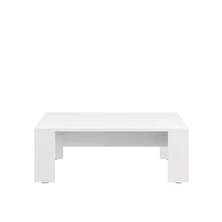 Tavolino da Salotto Bianco Piano Effetto Doghe Forma Rettangolare 120x67x43h cm, Colore Ripiano Bianco - Bertona