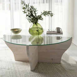 Tavolino da Salotto Bianco Portariviste Forma Rettangolare 105x65x30h cm, Materiale Piano in Vetro - Kallias