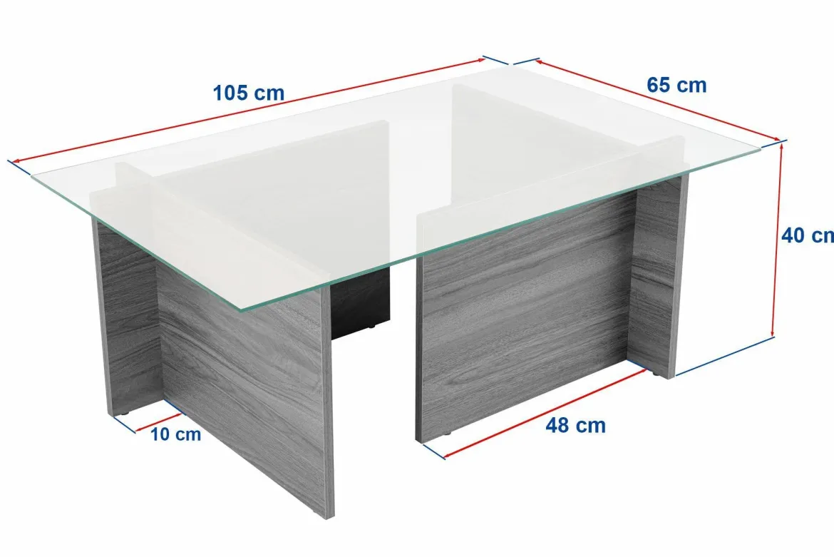 Tavolino da Salotto Bianco Portariviste Forma Rettangolare 105x65x40h cm, Materiale Piano in Vetro - Azriel