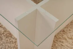 Tavolino da Salotto Bianco Portariviste Forma Rettangolare 105x65x40h cm, Materiale Piano in Vetro - Azriel