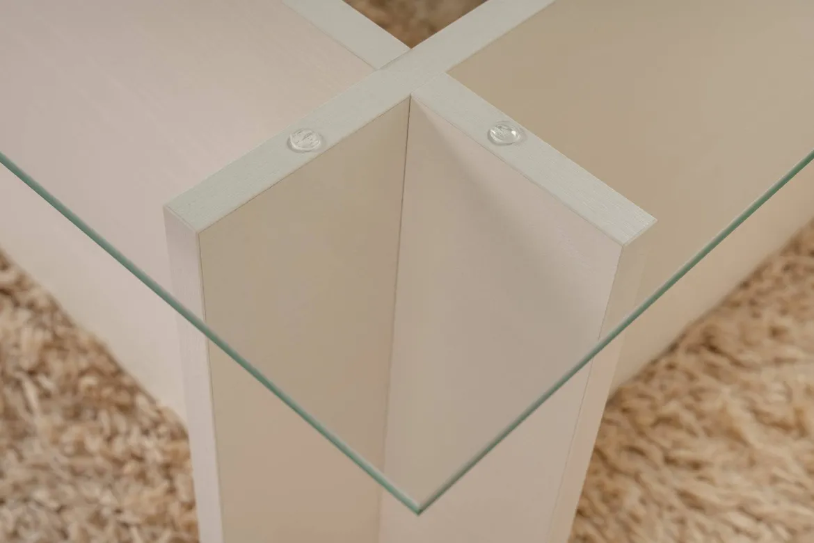 Tavolino da Salotto Bianco Portariviste Forma Rettangolare 105x65x40h cm, Materiale Piano in Vetro - Azriel