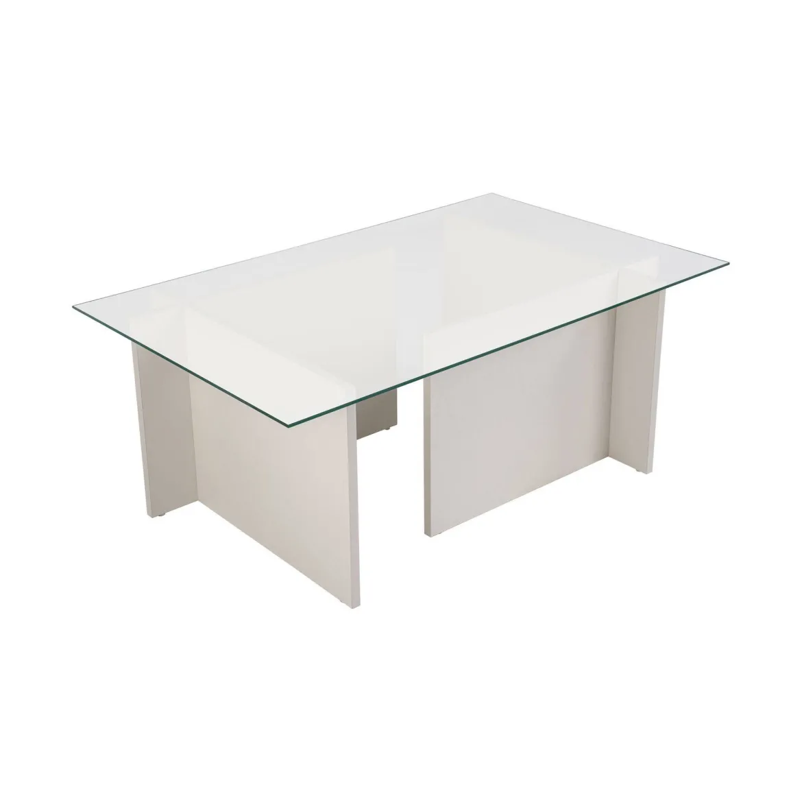 Tavolino da Salotto Bianco Portariviste Forma Rettangolare 105x65x40h cm, Materiale Piano in Vetro - Azriel